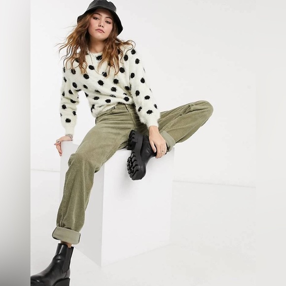 💜Wednesday’s Girl Jumper In Fluffy Spot Knit For Women Cream Black Spot size L - Picture 2 of 10